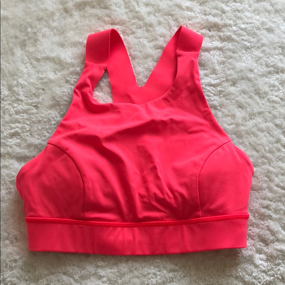 Neon coral lululemon sports bra